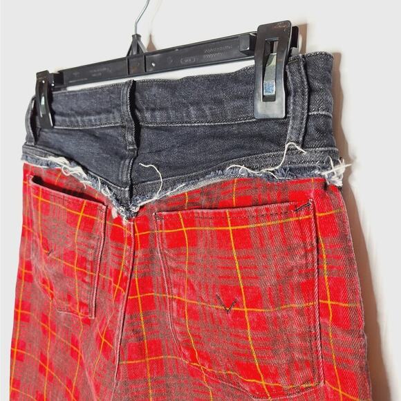 Hudson Jeans Bettie Taper Jeans High Rise Red Plaid Tartan 26 Punk Ska Grunge - Picture 4 of 11